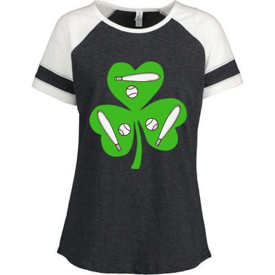 Shamrock American Baseball St Patrick's Day Funny Gift Enza Ladies Jersey Colorblock Tee