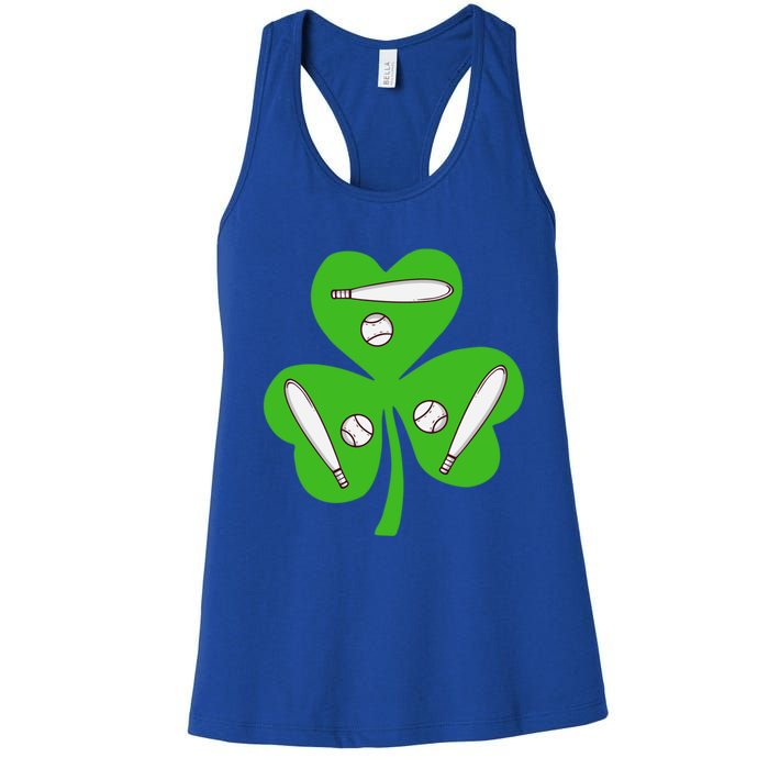 Shamrock American Baseball St Patrick's Day Funny Gift Women's Racerback Tank