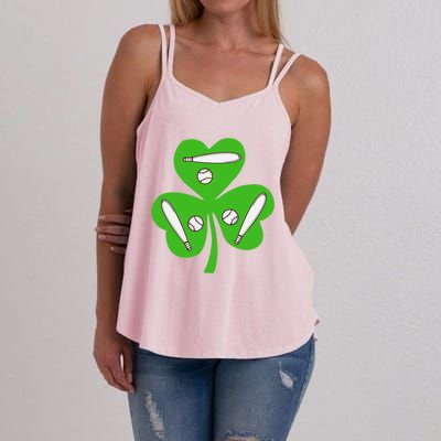 Shamrock American Baseball St Patrick's Day Funny Gift Women's Strappy Tank