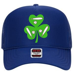 Shamrock American Baseball St Patrick's Day Funny Gift High Crown Mesh Back Trucker Hat