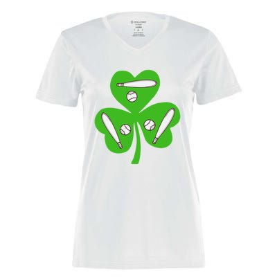 Shamrock American Baseball St Patrick's Day Funny Gift Women's Momentum V-Neck T-Shirt