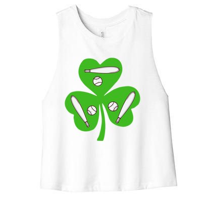 Shamrock American Baseball St Patrick's Day Funny Gift Women's Racerback Cropped Tank