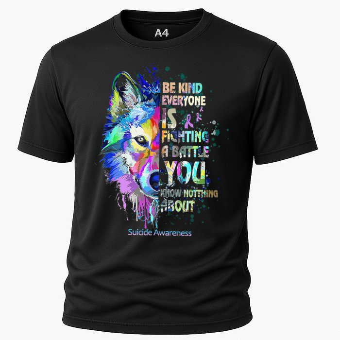 Suicide Awareness Be Kind Everyone Is Fighting A Battle Wolf Cooling Performance Crew T-Shirt