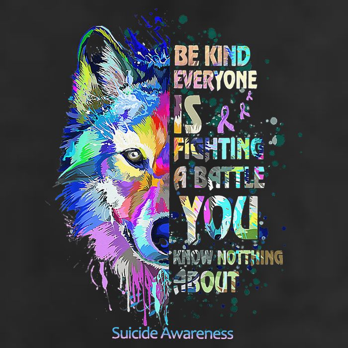 Suicide Awareness Be Kind Everyone Is Fighting A Battle Wolf 11oz C Handle Ceramic Mug