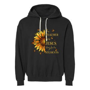 Sunflower And Butterfly Design For Christian Teachers Garment-Dyed Fleece Hoodie