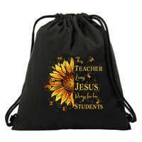 Sunflower And Butterfly Design For Christian Teachers Drawstring Bag
