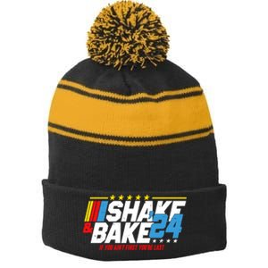 Shake And Bake If You Aint First Youre Last Stripe Pom Pom Beanie