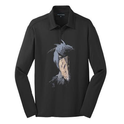 Shoebill African Bird Aztec Mayan Bird Lover Cool Silk Touch Performance Long Sleeve Polo