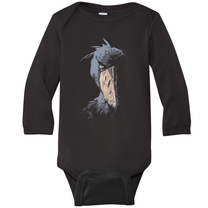 Shoebill African Bird Aztec Mayan Bird Lover Cool Baby Long Sleeve Bodysuit