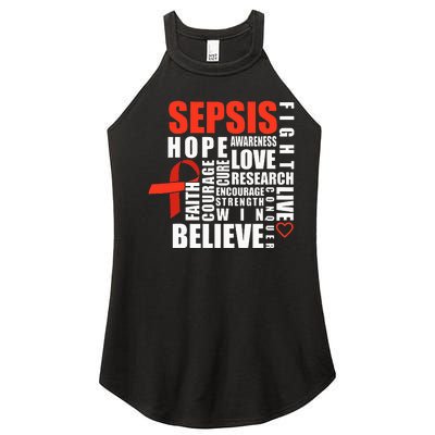 Sepsis Awareness Believe Warrior Survivor Support Women’s Perfect Tri Rocker Tank