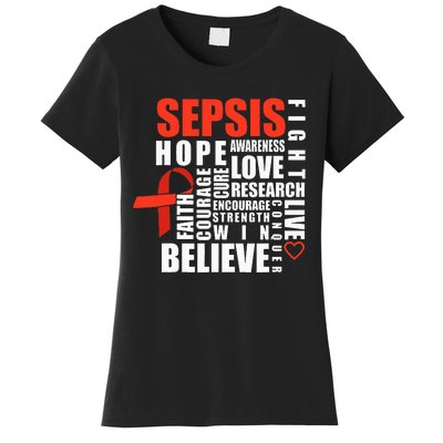 Sepsis Awareness Believe Warrior Survivor Support Women's T-Shirt