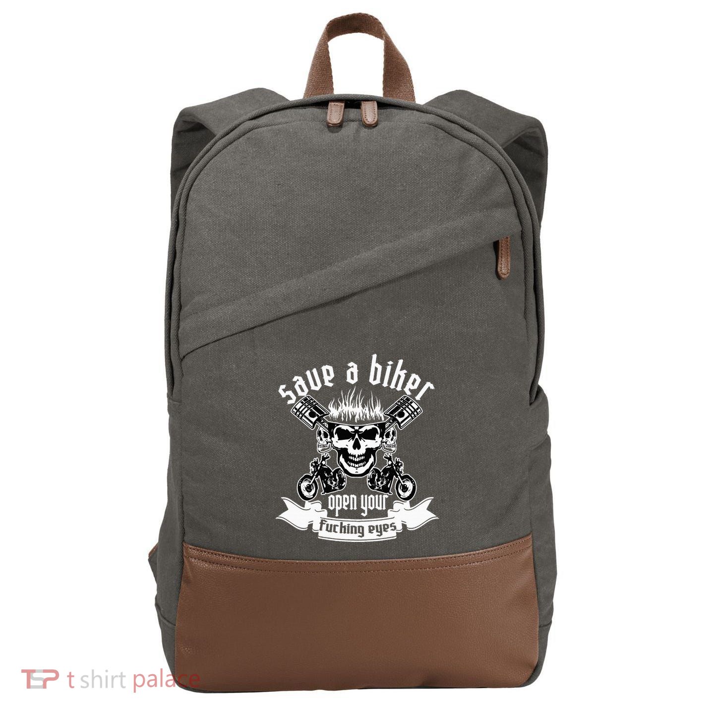 Save A Biker Open Your Fucking Eyes For Motorcycle Lovers Cotton Canvas Backpack