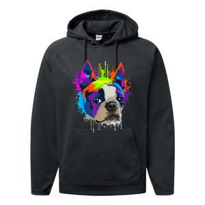 Splash Art Boston Terrier Dog Owner Gift Idea Dog Performance Fleece Hoodie