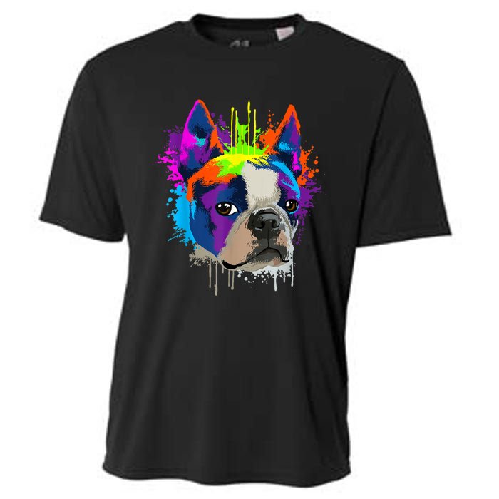 Splash Art Boston Terrier Dog Owner Gift Idea Dog Cooling Performance Crew T-Shirt