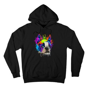 Splash Art Boston Terrier Dog Owner Gift Idea Dog Hoodie