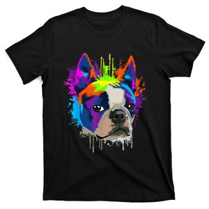 Splash Art Boston Terrier Dog Owner Gift Idea Dog T-Shirt