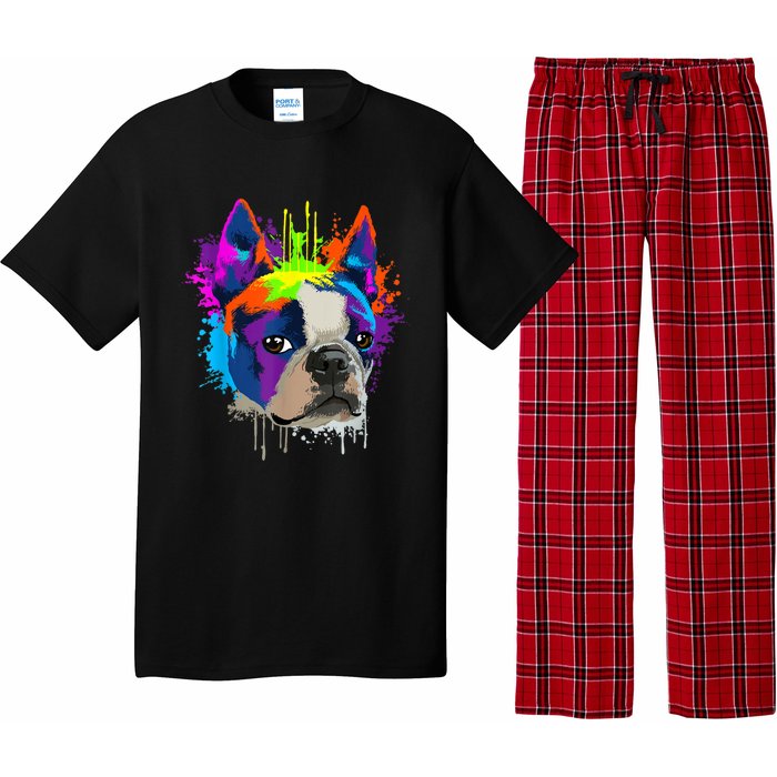 Splash Art Boston Terrier Dog Owner Gift Idea Dog Pajama Set