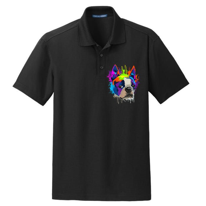 Splash Art Boston Terrier Dog Owner Gift Idea Dog Dry Zone Grid Polo