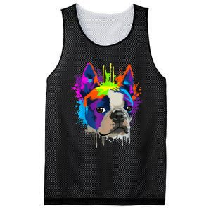 Splash Art Boston Terrier Dog Owner Gift Idea Dog Mesh Reversible Basketball Jersey Tank