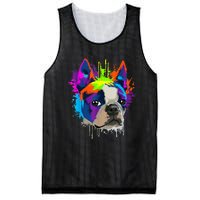 Splash Art Boston Terrier Dog Owner Gift Idea Dog Mesh Reversible Basketball Jersey Tank