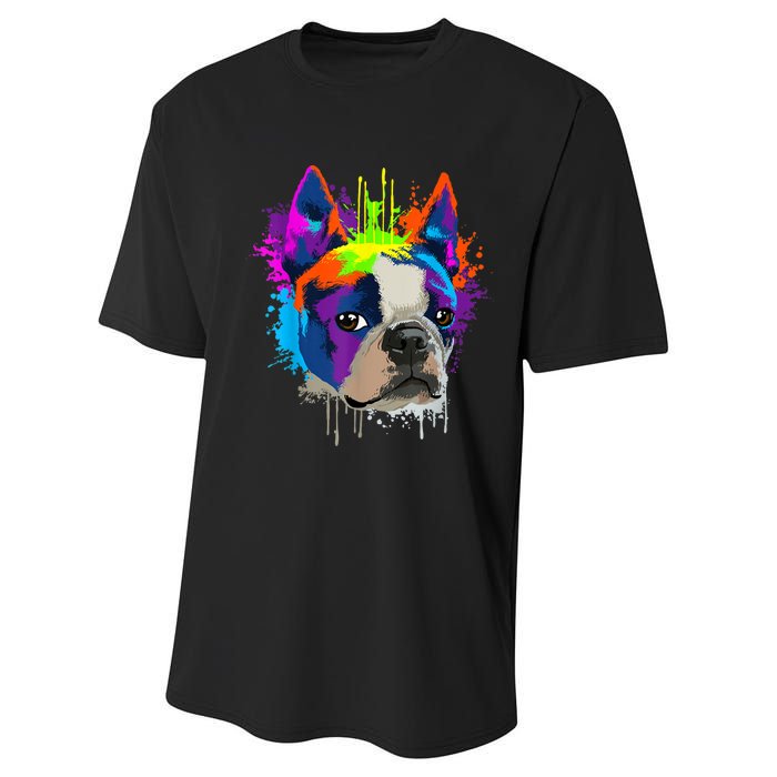 Splash Art Boston Terrier Dog Owner Gift Idea Dog Performance Sprint T-Shirt