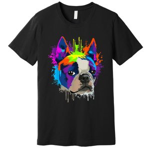 Splash Art Boston Terrier Dog Owner Gift Idea Dog Premium T-Shirt