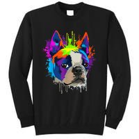 Splash Art Boston Terrier Dog Owner Gift Idea Dog Tall Sweatshirt