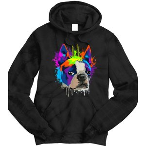 Splash Art Boston Terrier Dog Owner Gift Idea Dog Tie Dye Hoodie