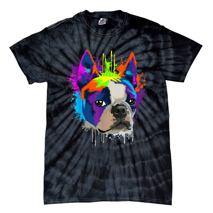 Splash Art Boston Terrier Dog Owner Gift Idea Dog Tie-Dye T-Shirt