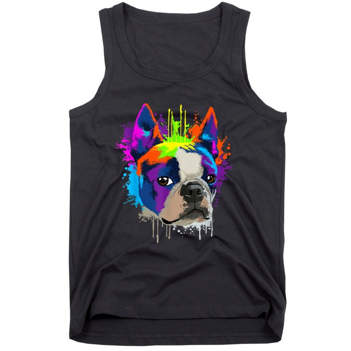 Splash Art Boston Terrier Dog Owner Gift Idea Dog Tank Top