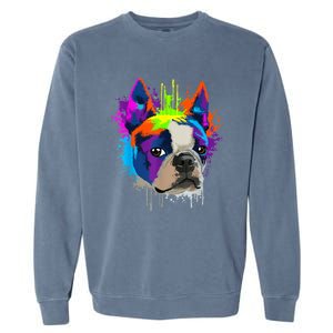 Splash Art Boston Terrier Dog Owner Gift Idea Dog Garment-Dyed Sweatshirt