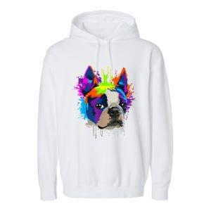 Splash Art Boston Terrier Dog Owner Gift Idea Dog Garment-Dyed Fleece Hoodie