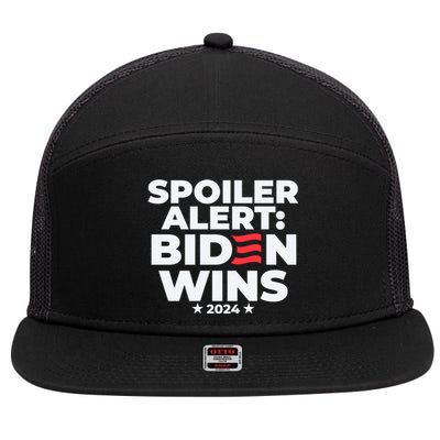 Spoiler Alert Biden Wins 2024 Presidential Election Gift 7 Panel Mesh Trucker Snapback Hat