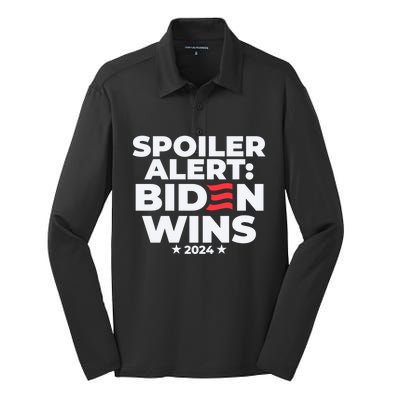 Spoiler Alert Biden Wins 2024 Presidential Election Gift Silk Touch Performance Long Sleeve Polo