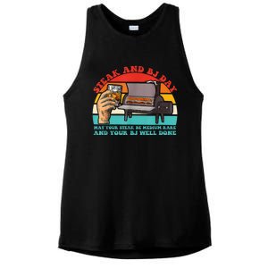 Steak And Bj Day Funny Retro Ladies PosiCharge Tri-Blend Wicking Tank