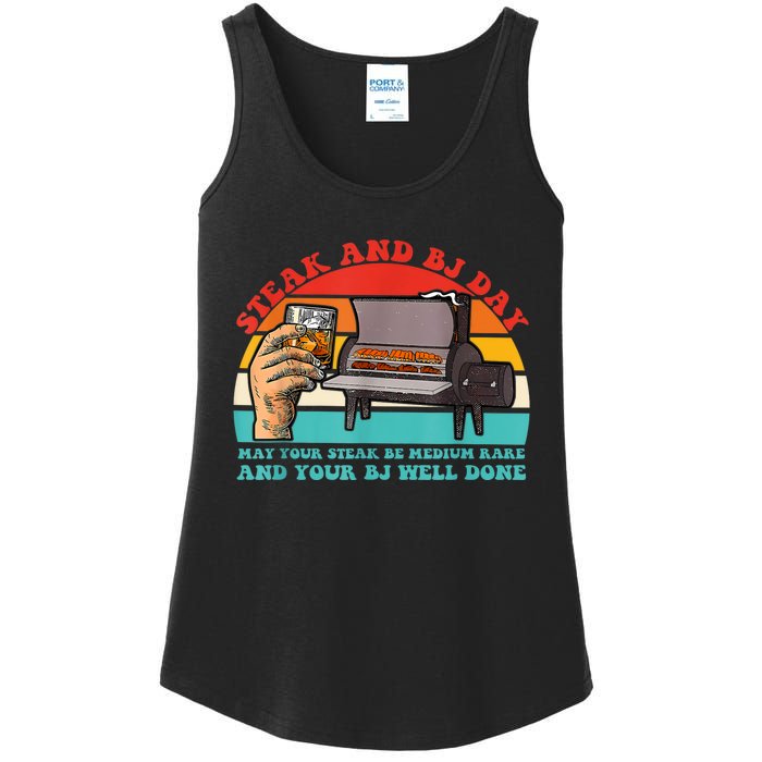 Steak And Bj Day Funny Retro Ladies Essential Tank