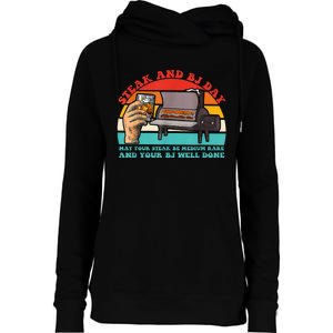 Steak And Bj Day Funny Retro Womens Funnel Neck Pullover Hood