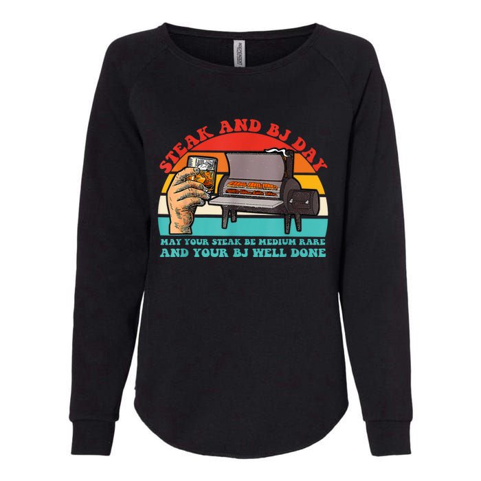 Steak And Bj Day Funny Retro Womens California Wash Sweatshirt