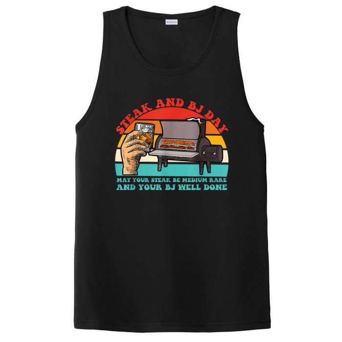 Steak And Bj Day Funny Retro PosiCharge Competitor Tank