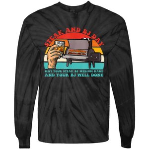 Steak And Bj Day Funny Retro Tie-Dye Long Sleeve Shirt