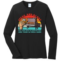 Steak And Bj Day Funny Retro Ladies Long Sleeve Shirt