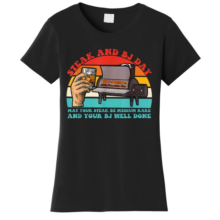 Steak And Bj Day Funny Retro Women's T-Shirt