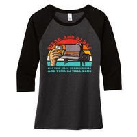 Steak And Bj Day Funny Retro Women's Tri-Blend 3/4-Sleeve Raglan Shirt