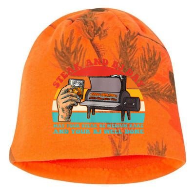 Steak And Bj Day Funny Retro Kati - Camo Knit Beanie