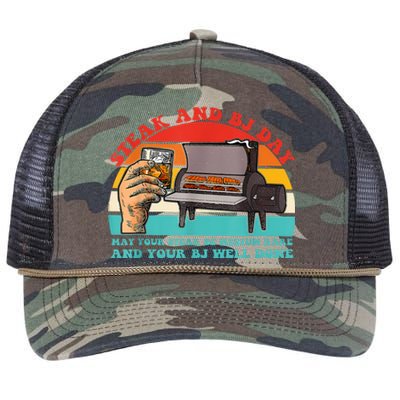 Steak And Bj Day Funny Retro Retro Rope Trucker Hat Cap