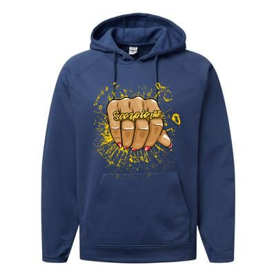 Scorpio Af Birthday Astrology Ring Zodiac Scorpio Cool Gift Performance Fleece Hoodie