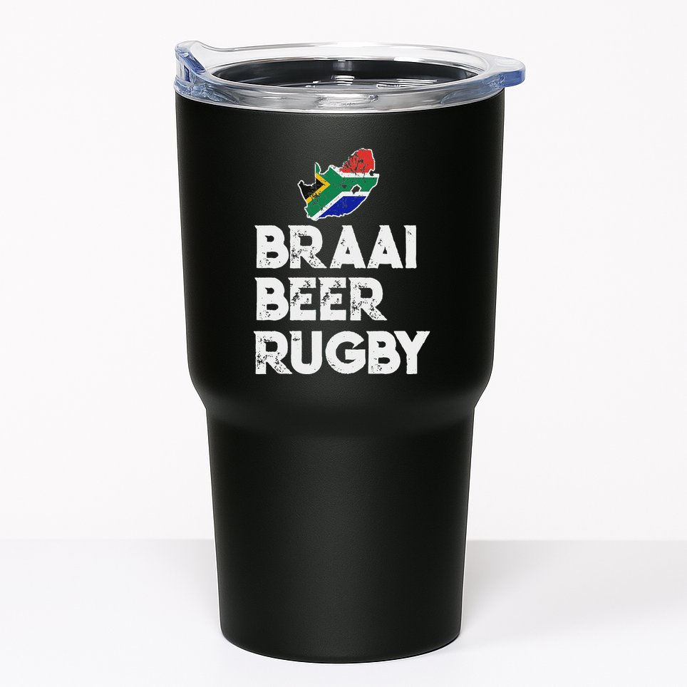 South African Braai Beer Rugby Flag Patriotic Tumbler