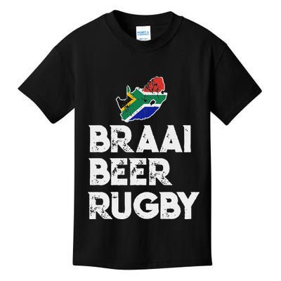 South African Braai Beer Rugby Flag Patriotic Kids T-Shirt