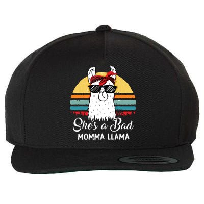 Shes A Bad Momma Llama Mama Retro Vintage Wool Snapback Cap