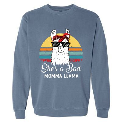 Shes A Bad Momma Llama Mama Retro Vintage Garment-Dyed Sweatshirt